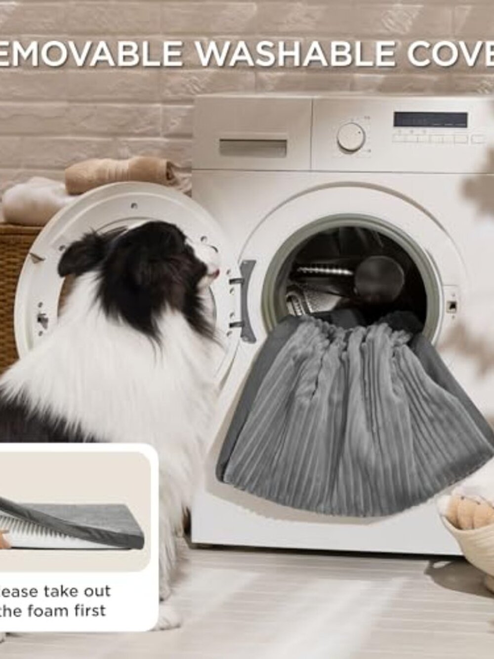 ๐ ComfyFleece Dog Bed Large, 89x56x7CM Orthopedic Dog Crate Bed with Removable - Picture 6 of 7